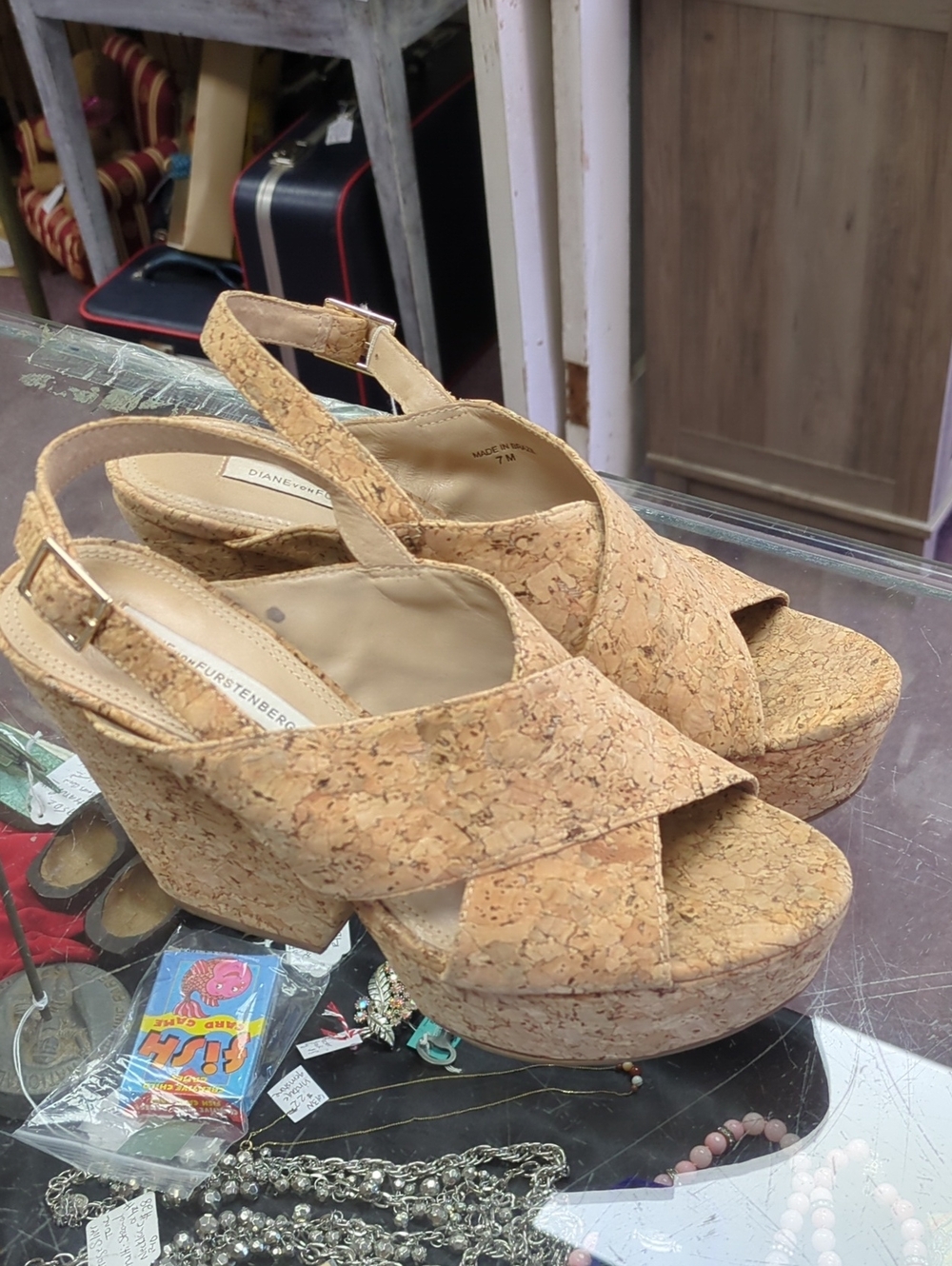 Diane von Furstenberg Cork Platform Slingback Sandals - Natural Cork